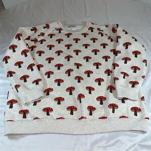 Mushroom Print Sweatshirt - Red and Cream